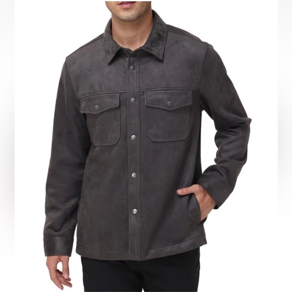 New! Frye men’s medium Charcoal Suede Shirt Jacket.